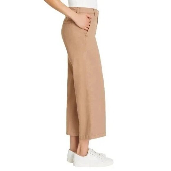 NEW Ella Moss Women's 6 Wide Leg Crop High-Rise Pants Brown Cotton G1471 - Picture 2 of 11
